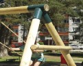 Swing frame poles
