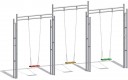 Kiik Patis 3 (mõõtmed 4,3 x 0,2 x 2,6 m) on valmistatud pulbervärvitud terasest.